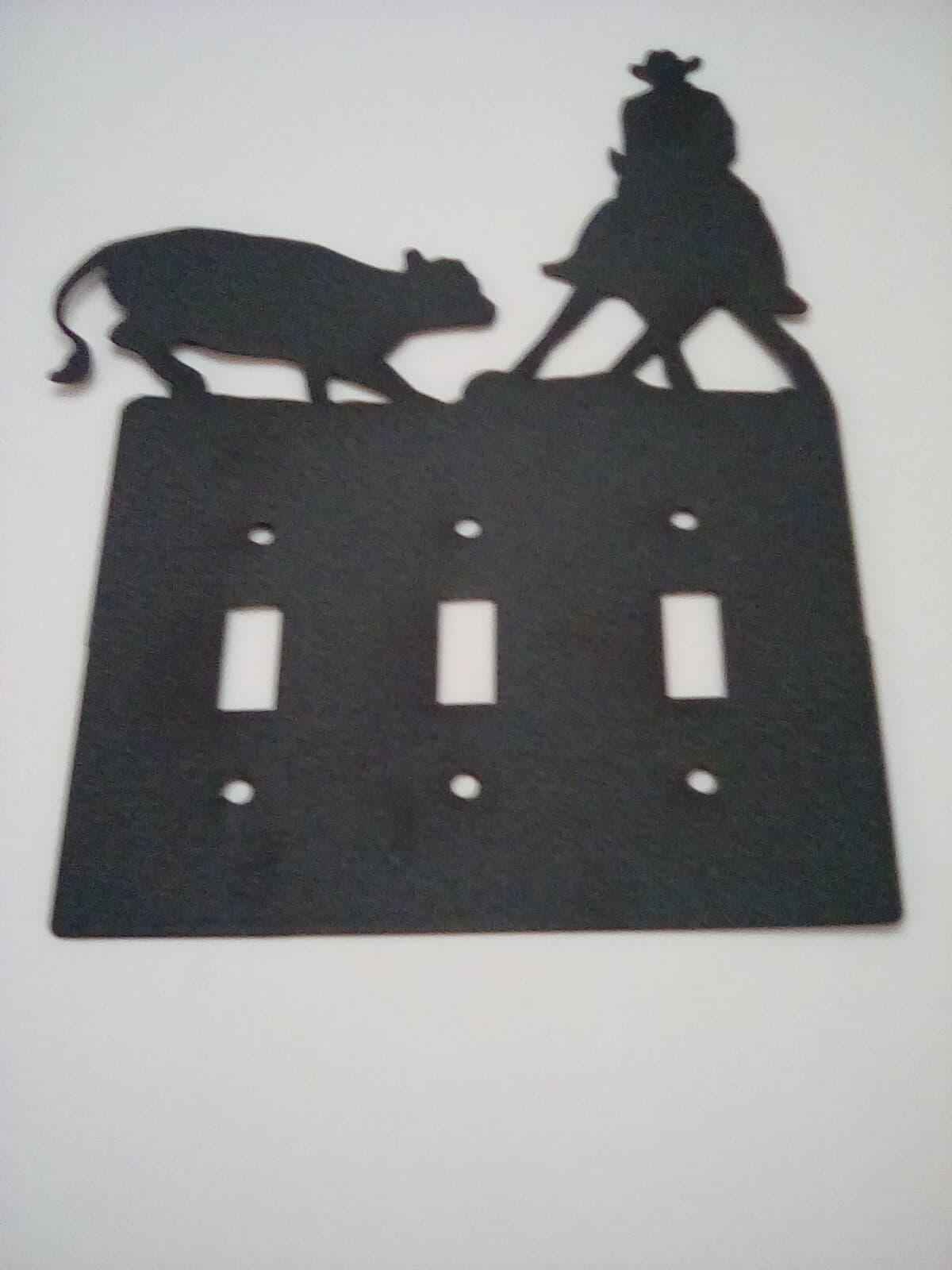 Triple Switch Plate Cover Cowboy Horse Roundup Metal Farm Ranch Lodge Rustic - Thumbnail 4