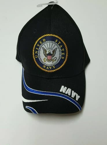 US Navy Baseball Ball Cap Hat Adjustable Navy Blue Black Flag Eagle Military C1 - Thumbnail 5