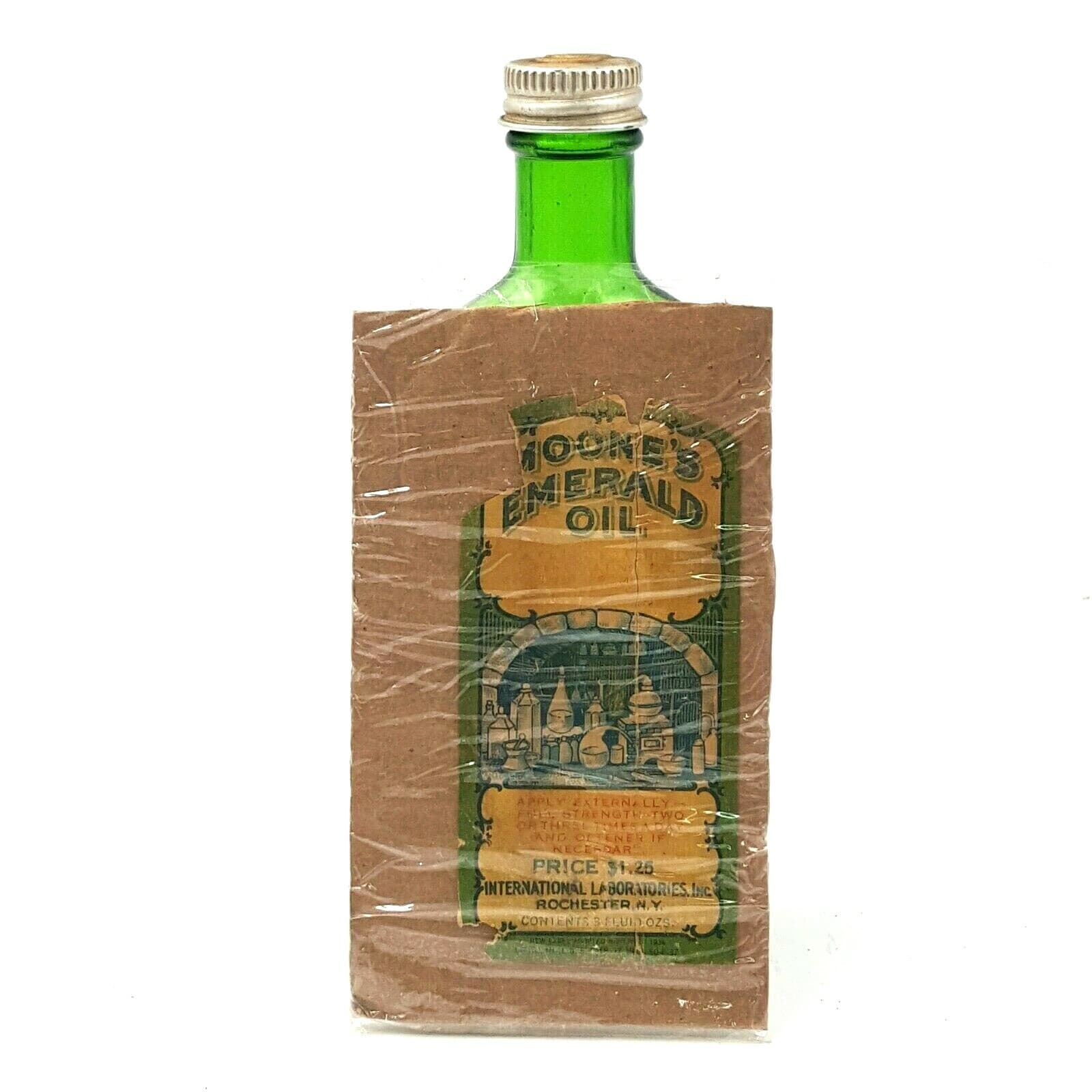 Antique Vintage Moone's Emerald Oil Bottle Contents Moone's Antiseptic Deodorant - Thumbnail 12