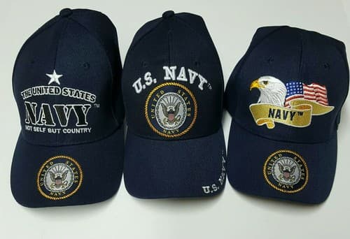 US Navy Baseball Ball Cap Hat Adjustable Navy Blue Black Flag Eagle Military C1 - Thumbnail 2