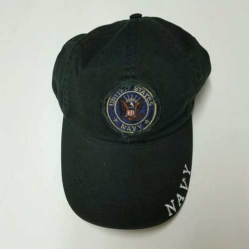 US Navy Baseball Ball Cap Hat Adjustable Navy Blue Black Flag Eagle Military C1 - Thumbnail 3