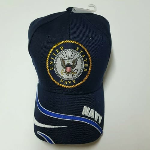 US Navy Baseball Ball Cap Hat Adjustable Navy Blue Black Flag Eagle Military C1 - Thumbnail 4