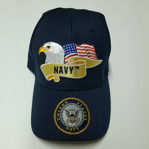 US Navy Baseball Ball Cap Hat Adjustable Navy Blue Black Flag Eagle Military C1 - Thumbnail 8