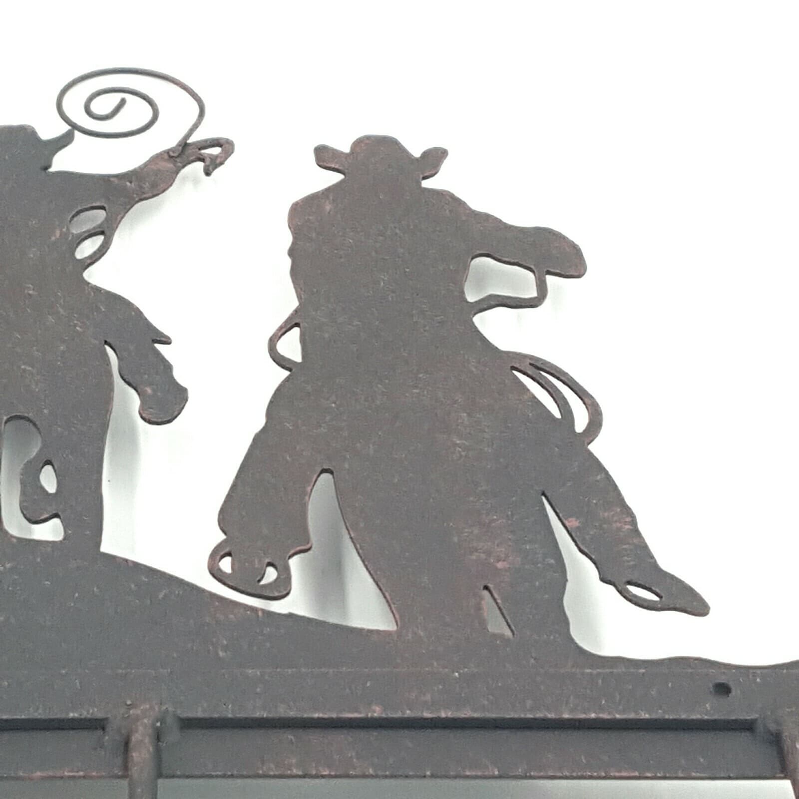 Rustic Home Decor Metal Cowboy Roundup Key Holder With 3 Hooks Wall Mounted - Thumbnail 5