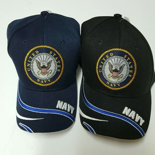 US Navy Baseball Ball Cap Hat Adjustable Navy Blue Black Flag Eagle Military C1