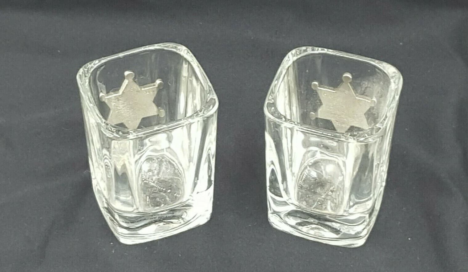 Sheriff Themed Shot Small Glasses Candle Holders Kitchen Dinning New - Thumbnail 3