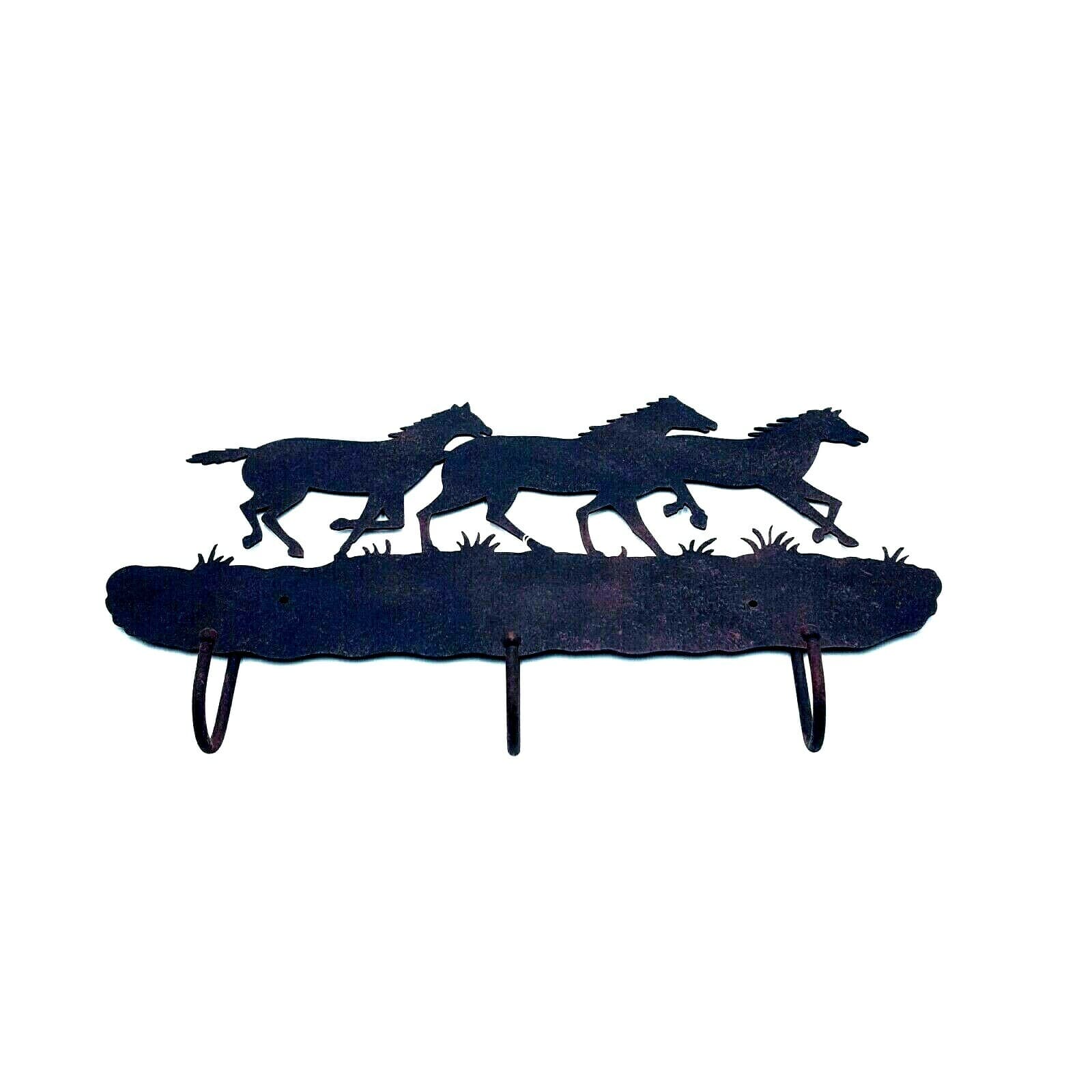 Gift Rustic Metal Black Mustang Key Holder With 3 Hooks Wall Mounted Decor New - Thumbnail 6