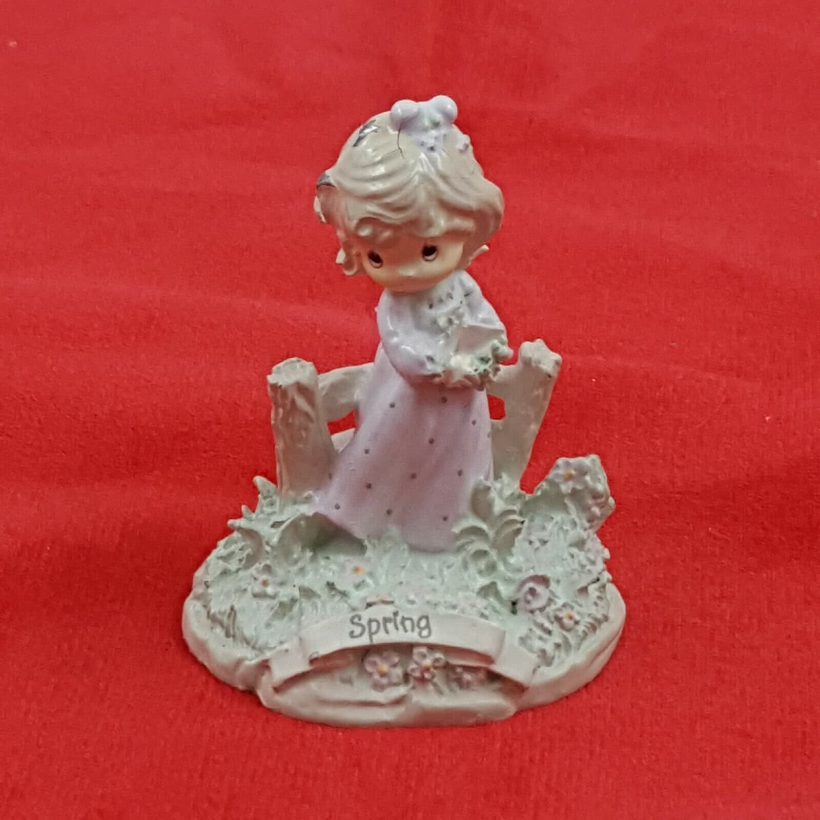 Eneco Spring Precious Moments Figurine Glass Stand Vintage 1990 Samuel J Butcher - Thumbnail 2