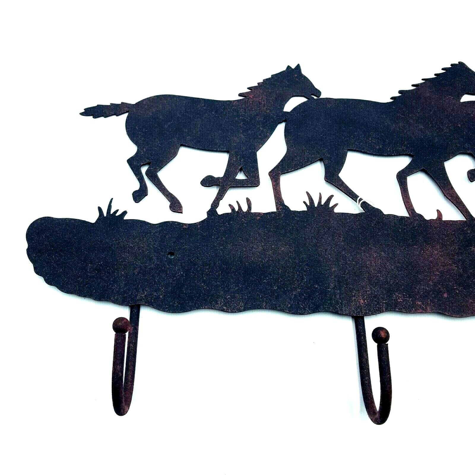 Gift Rustic Metal Black Mustang Key Holder With 3 Hooks Wall Mounted Decor New - Thumbnail 5