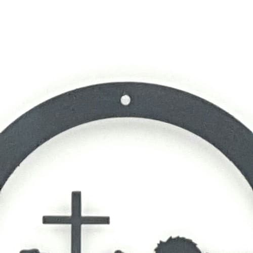Silhouette Praying Cowboy Cowgirl Children Round Small Sign Cross Pony - Thumbnail 4