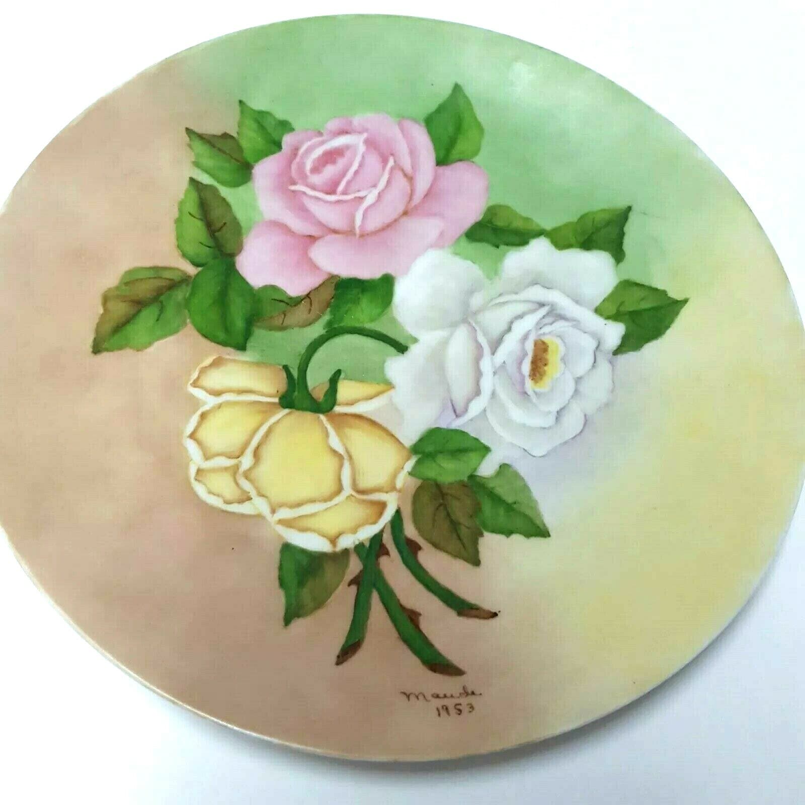 Porzellanfabrik Arzberg Bayern Collector Plate Flowers Roses Collectible 1953 C3 - Thumbnail 3