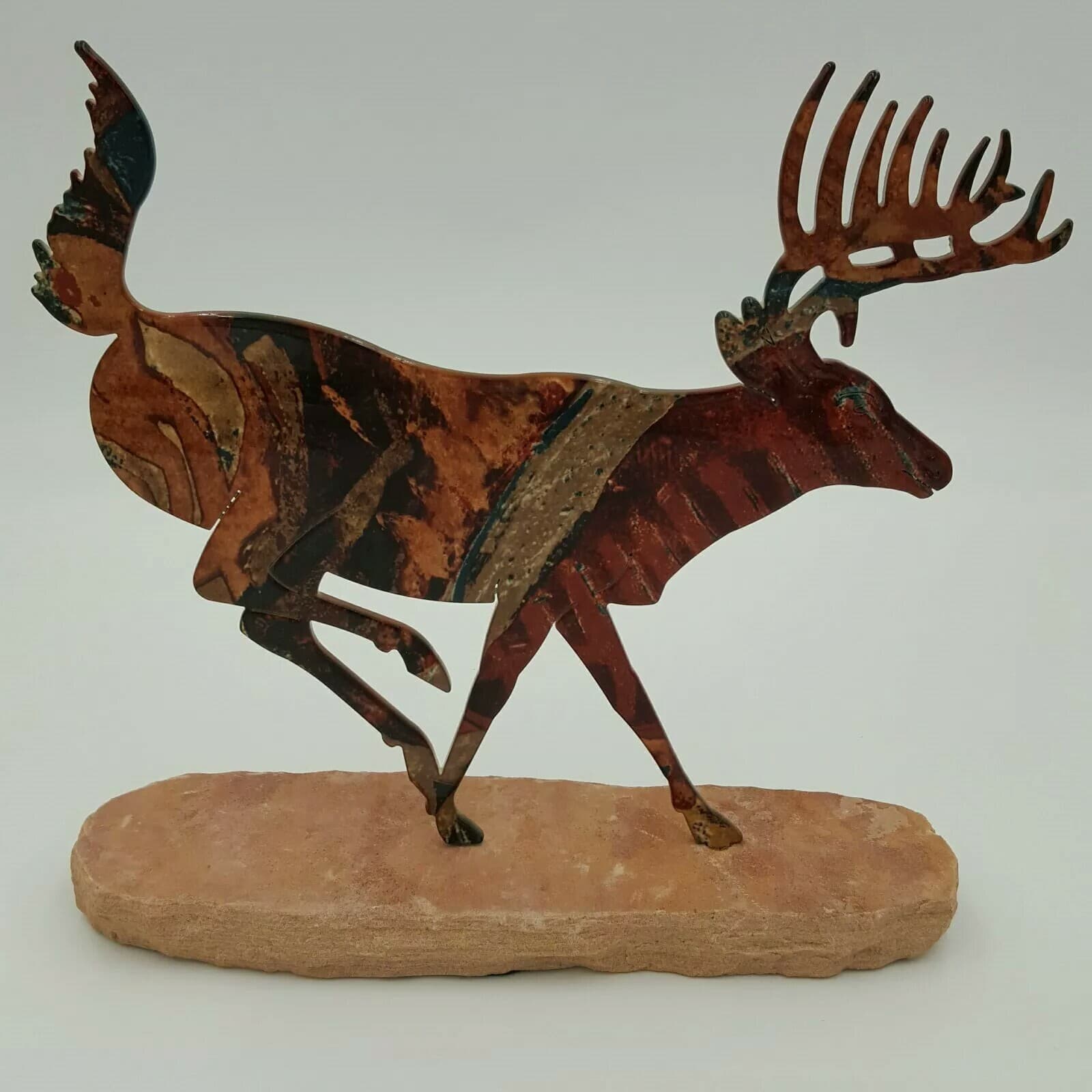 Running Metal Deer Rock Home Decor Statue Cabin Lodge Hunting Ranch House Camo - Thumbnail 2