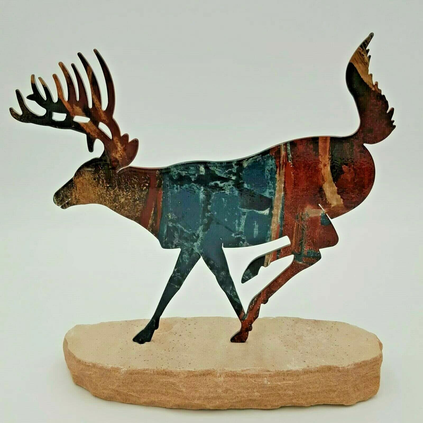Running Metal Deer Rock Home Decor Statue Cabin Lodge Hunting Ranch House Camo - Thumbnail 5