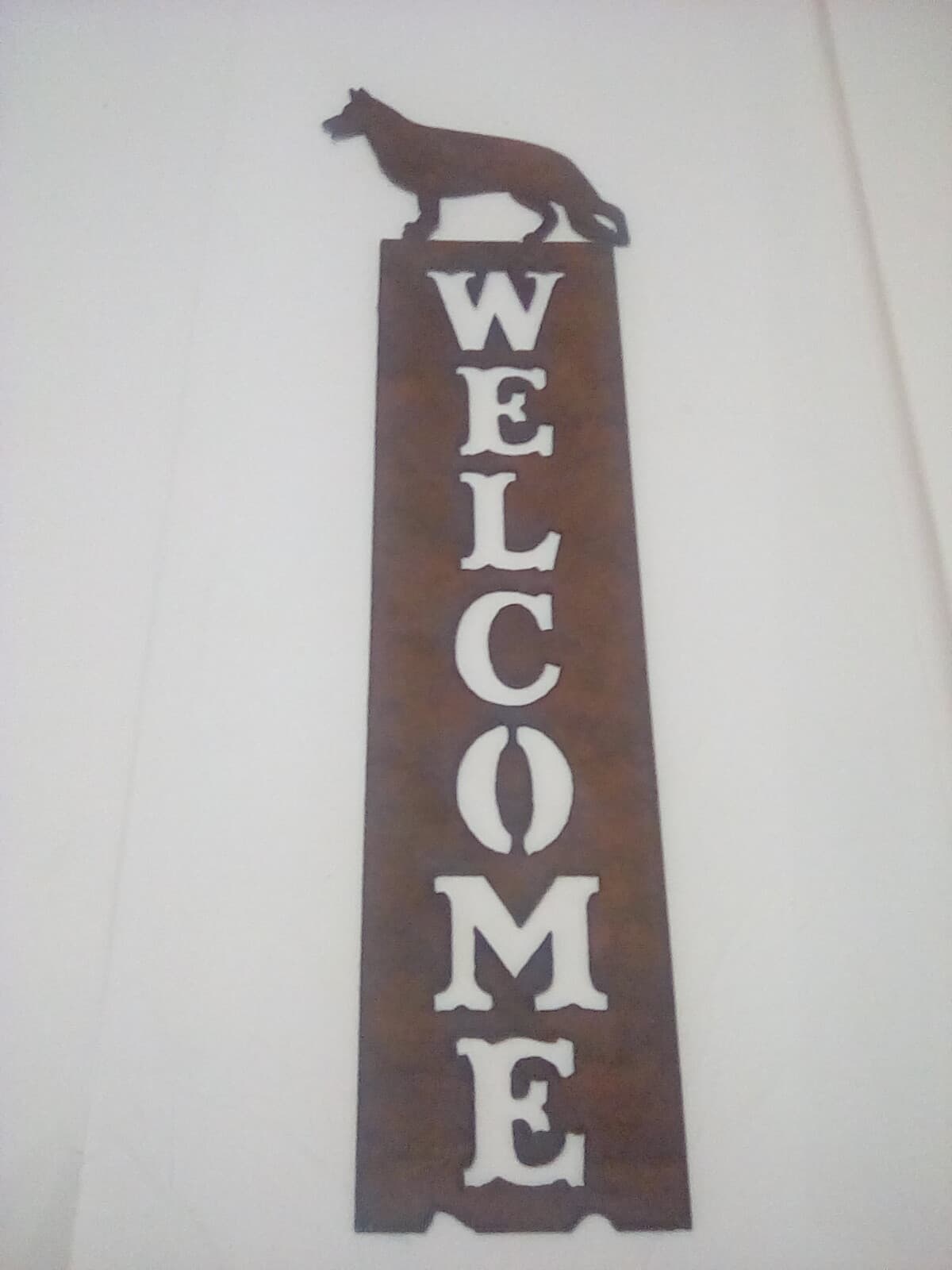 Dog Animal Welcome Sign Metal Brown Wall Porch Decor Western Rustic Collie? - Thumbnail 2