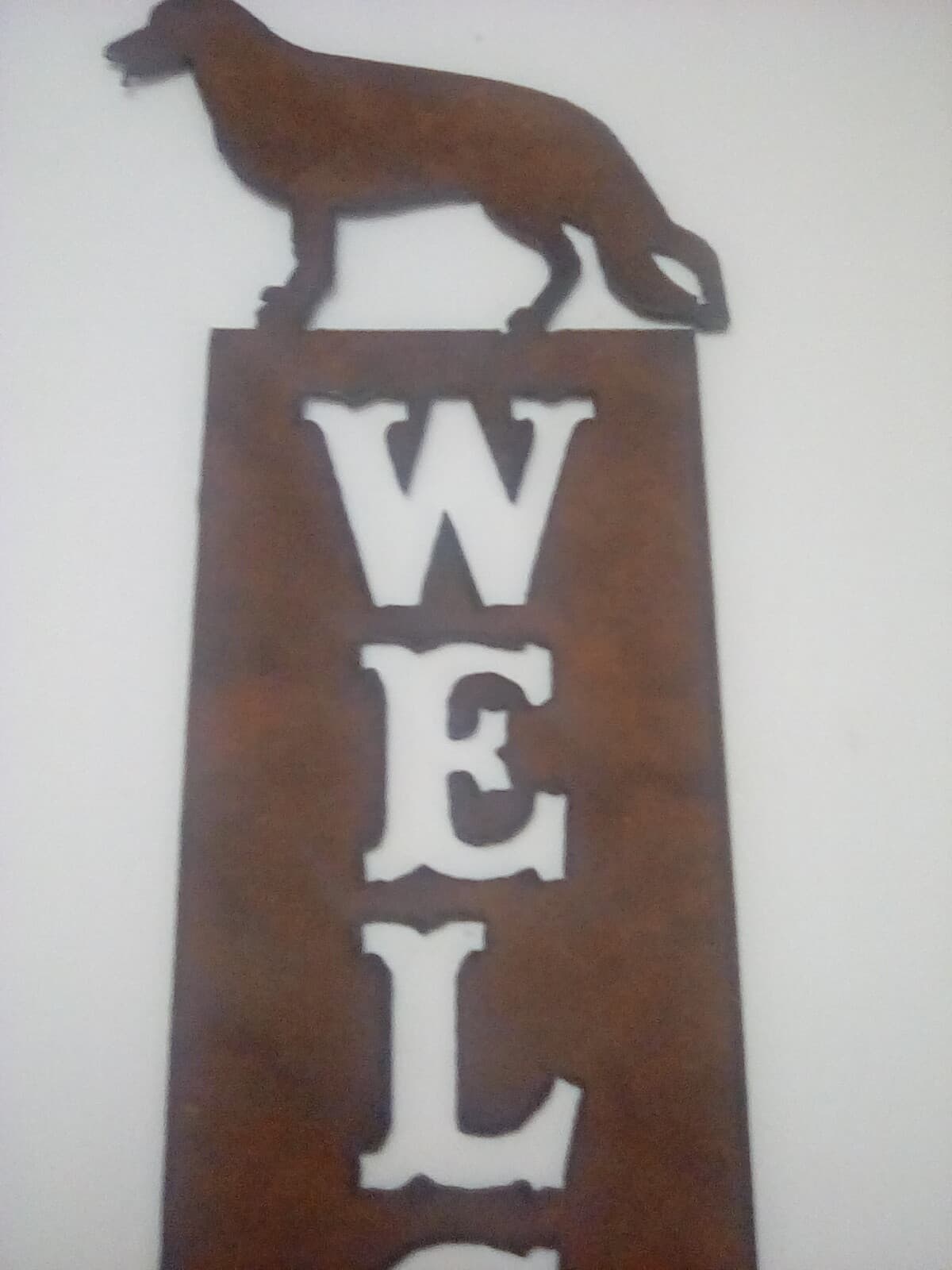 Dog Animal Welcome Sign Metal Brown Wall Porch Decor Western Rustic Collie? - Thumbnail 4