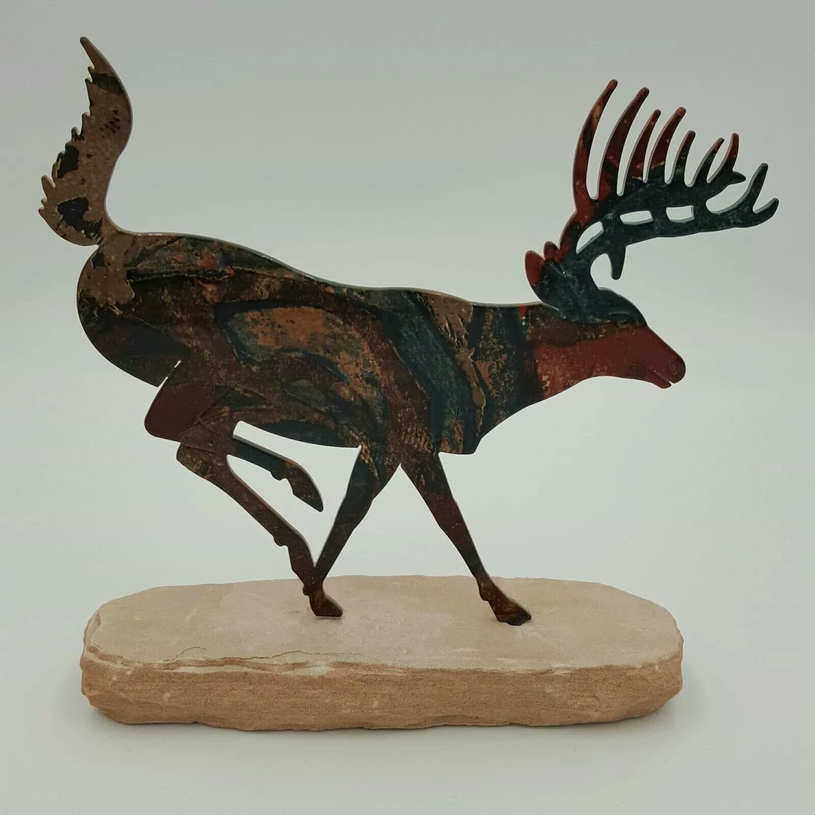 Running Metal Deer Rock Home Decor Statue Cabin Lodge Hunting Ranch House Camo - Thumbnail 9