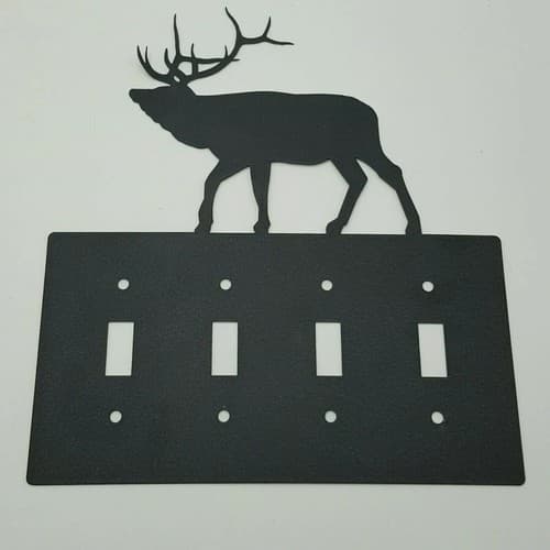 Wildlife Elk Black Quadruplet Switch Toggle Plates Country Western Cabin Lodge - Thumbnail 7