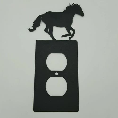 Horse Mustang Black Outlet Covers Switch Plates Toggle Country Western Cabin - Thumbnail 2