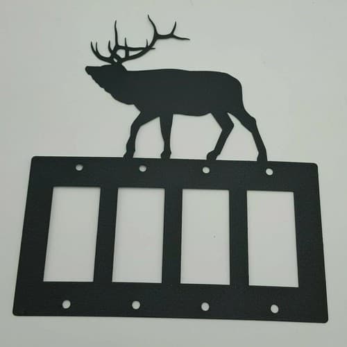Wildlife Elk Black Quadruplet Switch Toggle Plates Country Western Cabin Lodge - Thumbnail 4