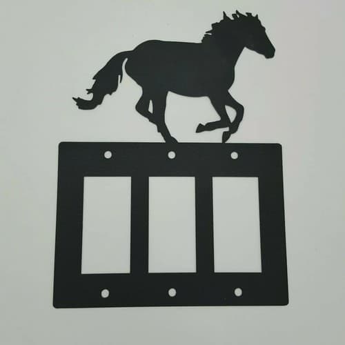 Horse Mustang Black Outlet Covers Switch Plates Toggle Country Western Cabin - Thumbnail 10