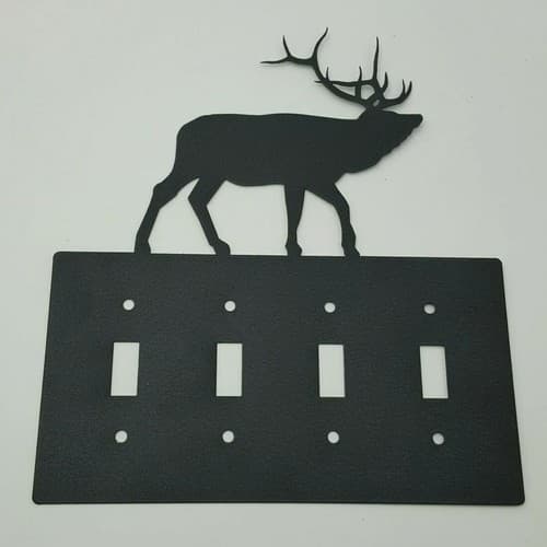 Wildlife Elk Black Quadruplet Switch Toggle Plates Country Western Cabin Lodge - Thumbnail 6
