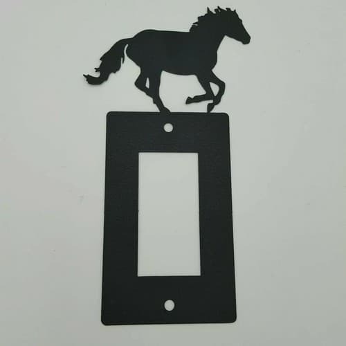 Horse Mustang Black Outlet Covers Switch Plates Toggle Country Western Cabin - Thumbnail 3