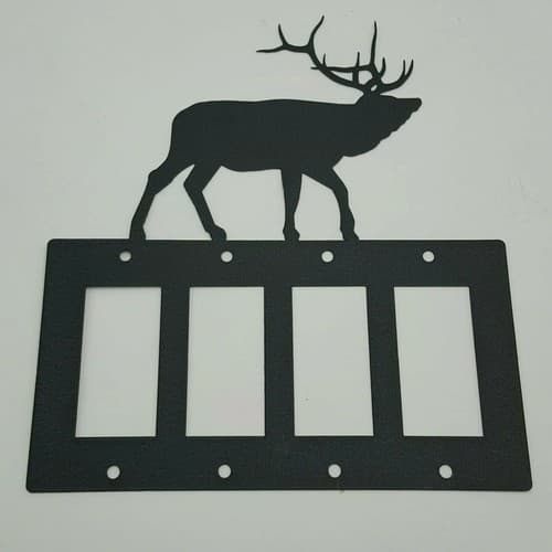 Wildlife Elk Black Quadruplet Switch Toggle Plates Country Western Cabin Lodge - Thumbnail 3