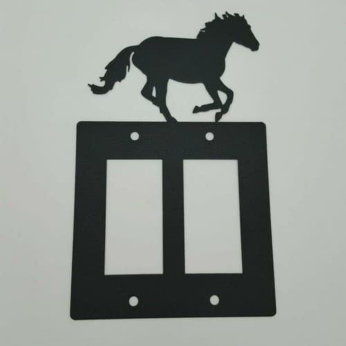 Horse Mustang Black Outlet Covers Switch Plates Toggle Country Western Cabin - Thumbnail 6