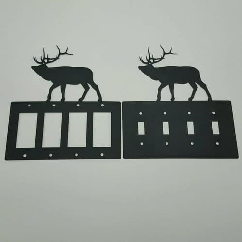 Wildlife Elk Black Quadruplet Switch Toggle Plates Country Western Cabin Lodge - Thumbnail 2