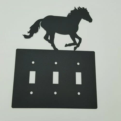 Horse Mustang Black Outlet Covers Switch Plates Toggle Country Western Cabin - Thumbnail 9