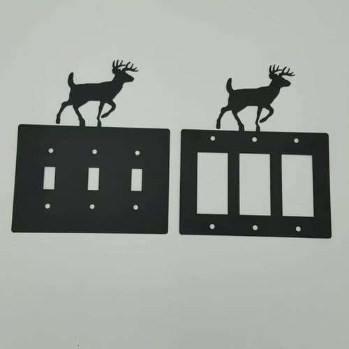 Wildlife Deer Elk Black Outlet Covers Switch Plates Toggle Country Western Cabin - Thumbnail 8