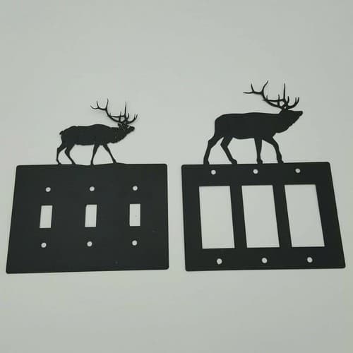 Wildlife Elk Black Outlet Covers Switch Plates Toggle Country Western Cabin - Thumbnail 8