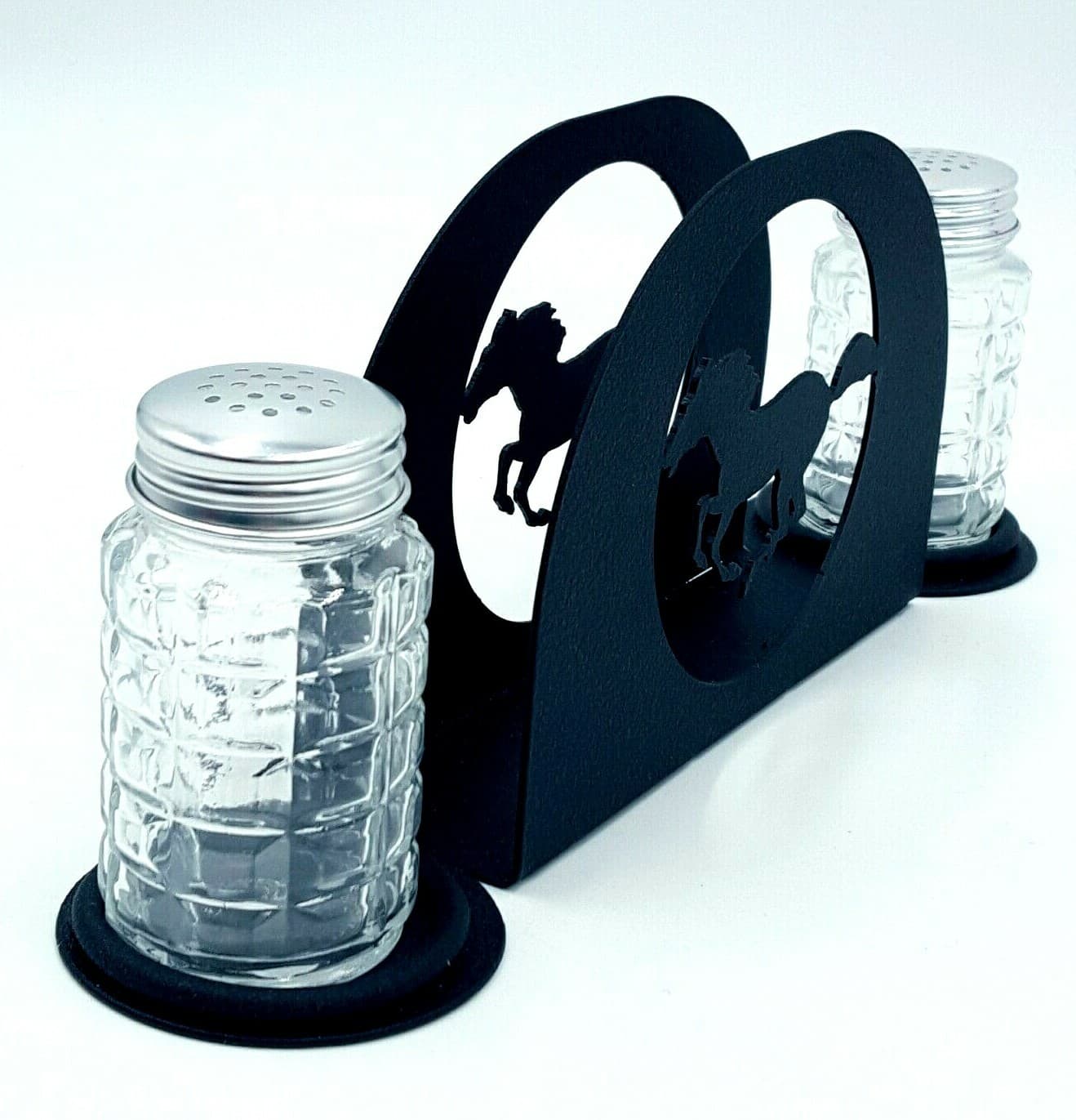 Gift Rustic Home Kitchen Salt Pepper Shakers Napkin Holder Mustang Horse - Thumbnail 5