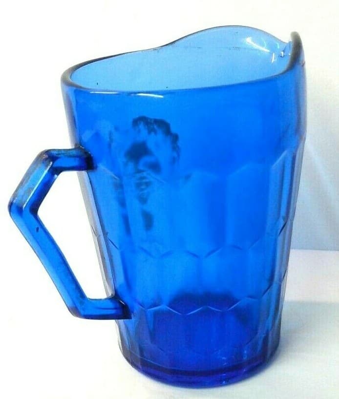 Vintage 1930's Shirley Temple Cobalt Blue Depression Glass Creamer Pitcher - Thumbnail 7
