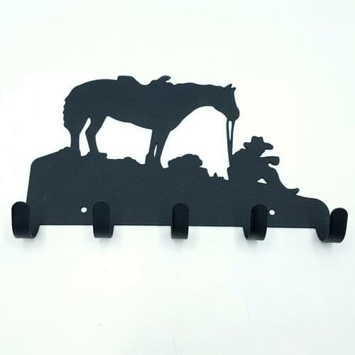 Metal Black Key Letter Holders With 5 Hooks Home Decor Wall Mounted Western - Thumbnail 2