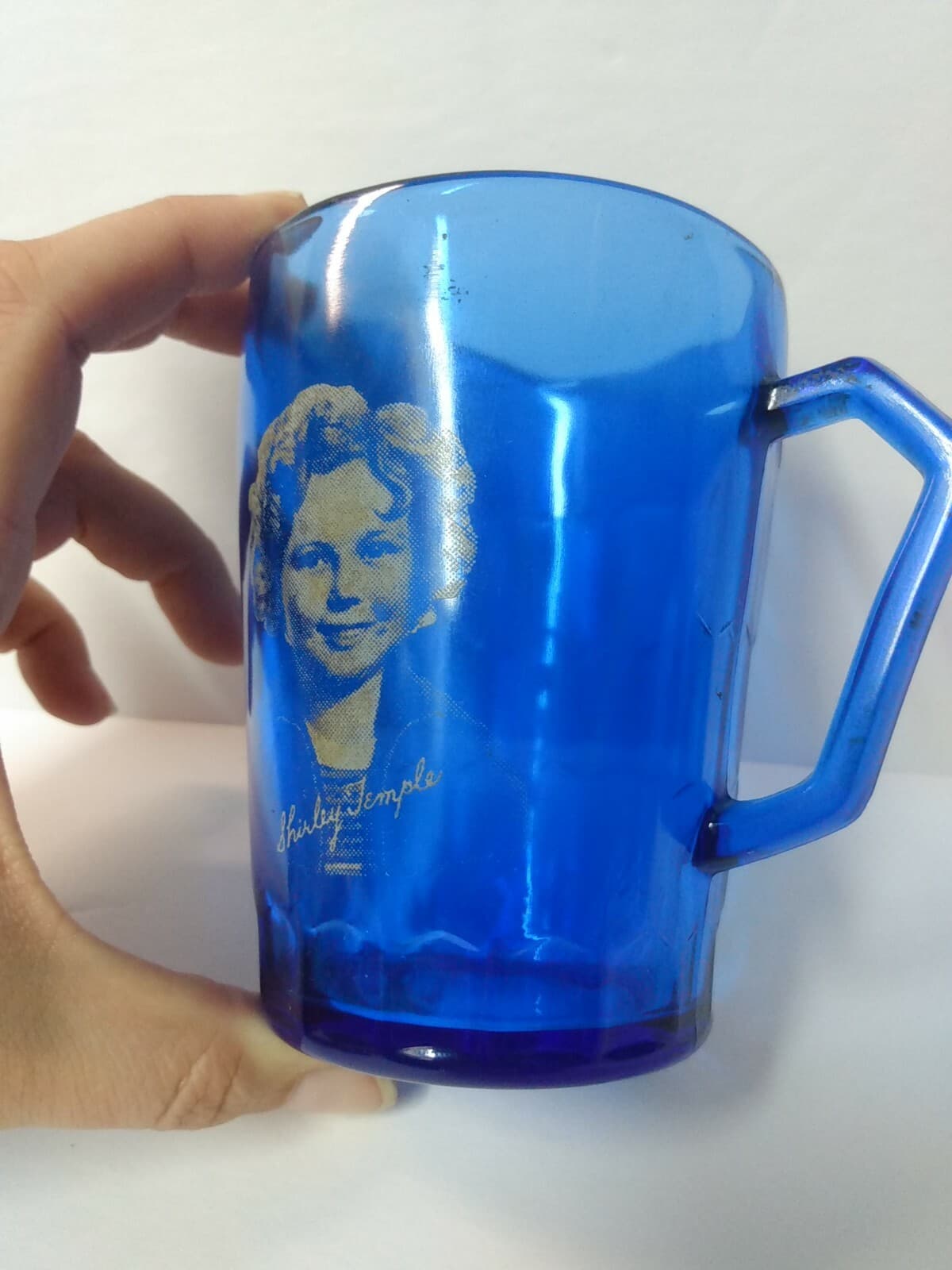 Vintage 1930's Shirley Temple Cobalt Blue Depression Glass Creamer Pitcher - Thumbnail 2