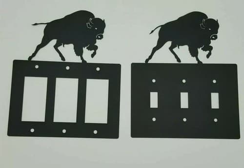 Wildlife Buffalo Black Outlet Covers Switch Plates Toggle Country Western Cabin - Thumbnail 8