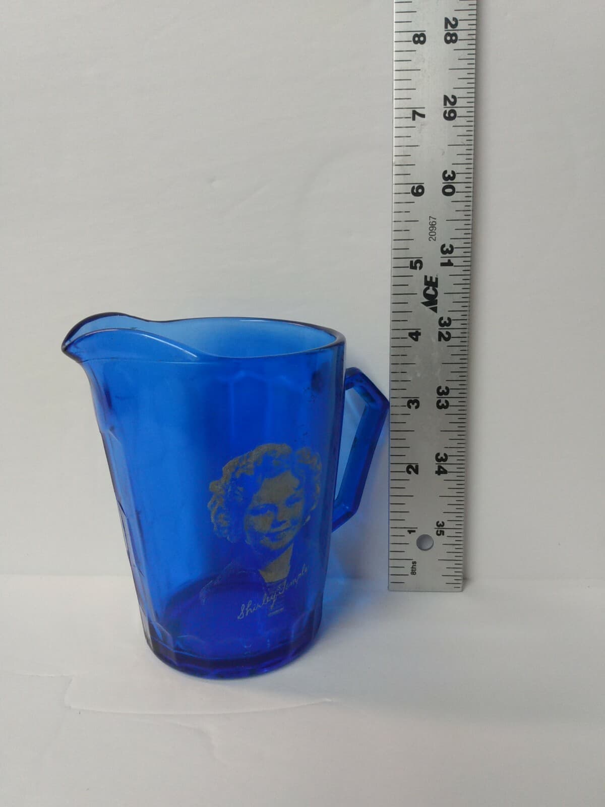Vintage 1930's Shirley Temple Cobalt Blue Depression Glass Creamer Pitcher - Thumbnail 11
