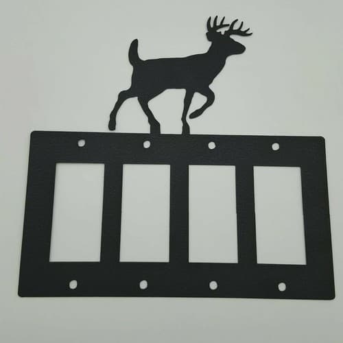 Wildlife Deer Elk Black Quadruplet Switch Toggle Plates Country Western Cabin - Thumbnail 6