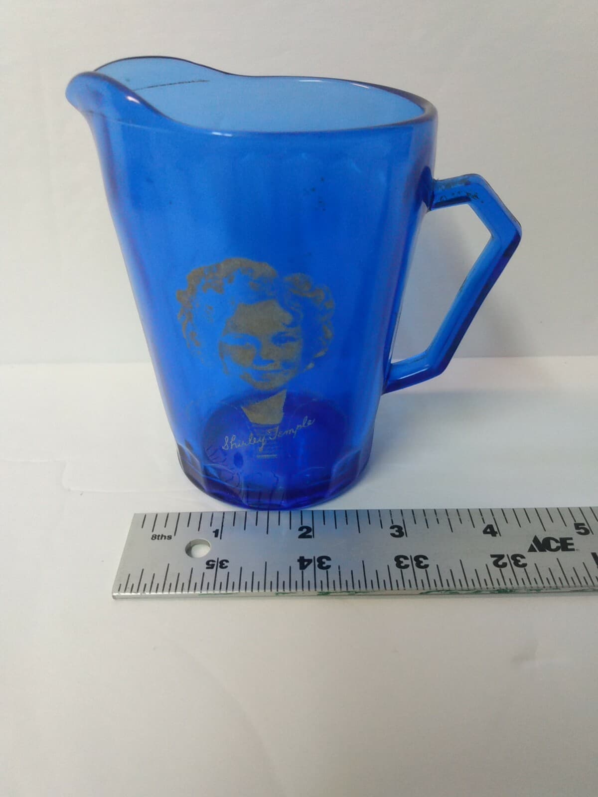 Vintage 1930's Shirley Temple Cobalt Blue Depression Glass Creamer Pitcher - Thumbnail 10