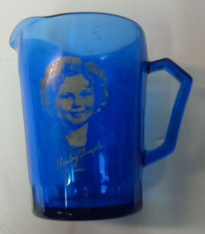 Vintage 1930's Shirley Temple Cobalt Blue Depression Glass Creamer Pitcher - Thumbnail 3