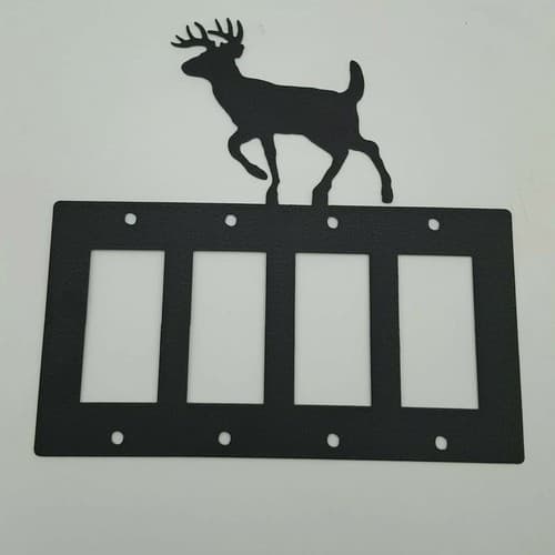 Wildlife Deer Elk Black Quadruplet Switch Toggle Plates Country Western Cabin - Thumbnail 2