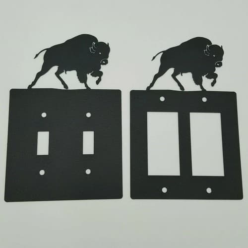 Wildlife Buffalo Black Outlet Covers Switch Plates Toggle Country Western Cabin - Thumbnail 5
