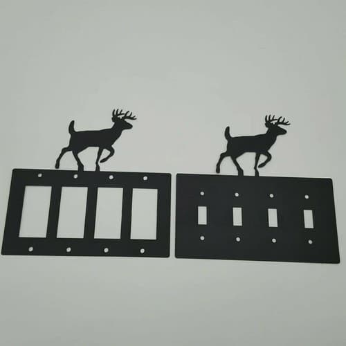 Wildlife Deer Elk Black Quadruplet Switch Toggle Plates Country Western Cabin - Thumbnail 5