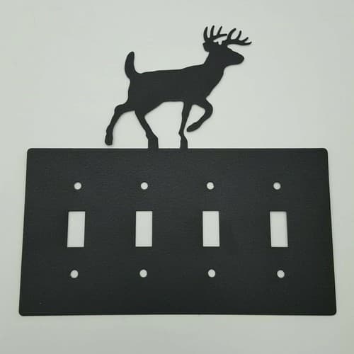 Wildlife Deer Elk Black Quadruplet Switch Toggle Plates Country Western Cabin - Thumbnail 7