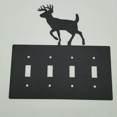 Wildlife Deer Elk Black Quadruplet Switch Toggle Plates Country Western Cabin - Thumbnail 3