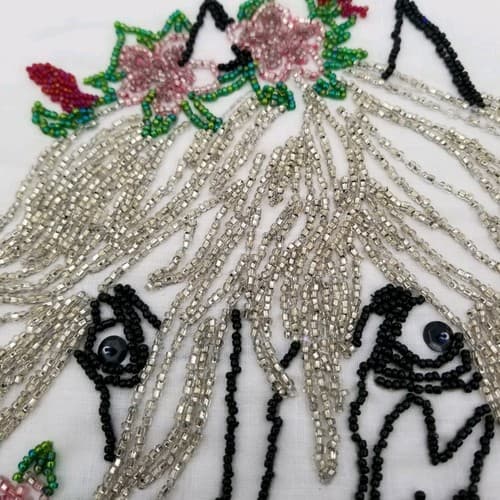 Hand Crafted Bead Work Horse Pink Flowers Beading Beaded Hand Made Craft - Thumbnail 2