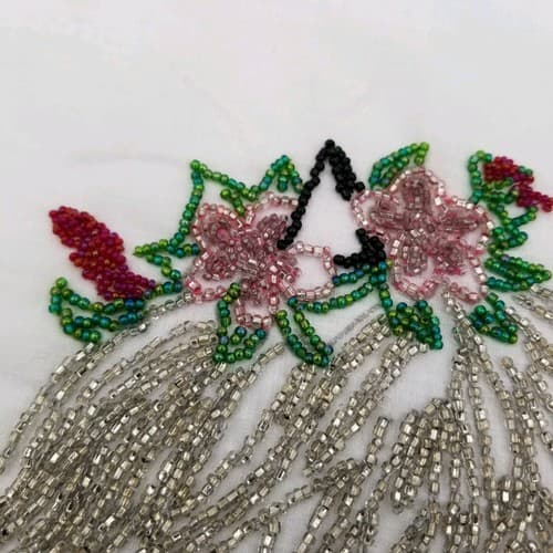 Hand Crafted Bead Work Horse Pink Flowers Beading Beaded Hand Made Craft - Thumbnail 5
