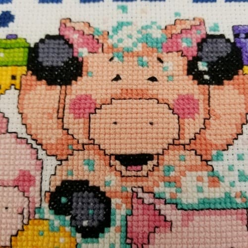 Hand Crafted Cross Stitch Bath Pigs Bathroom Decor Needlework Rub A Dub Suds - Thumbnail 3