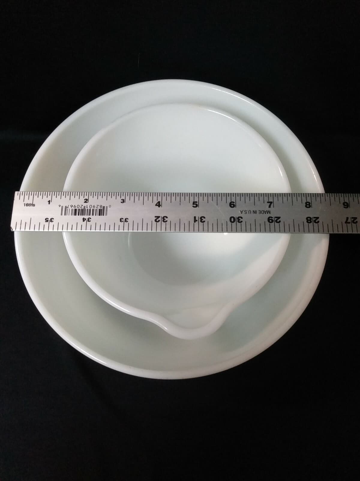 Vintage Pyrex White Ribbed Milk Glass Hamilton Beach Mixing Bowls Set of 2 - Thumbnail 12